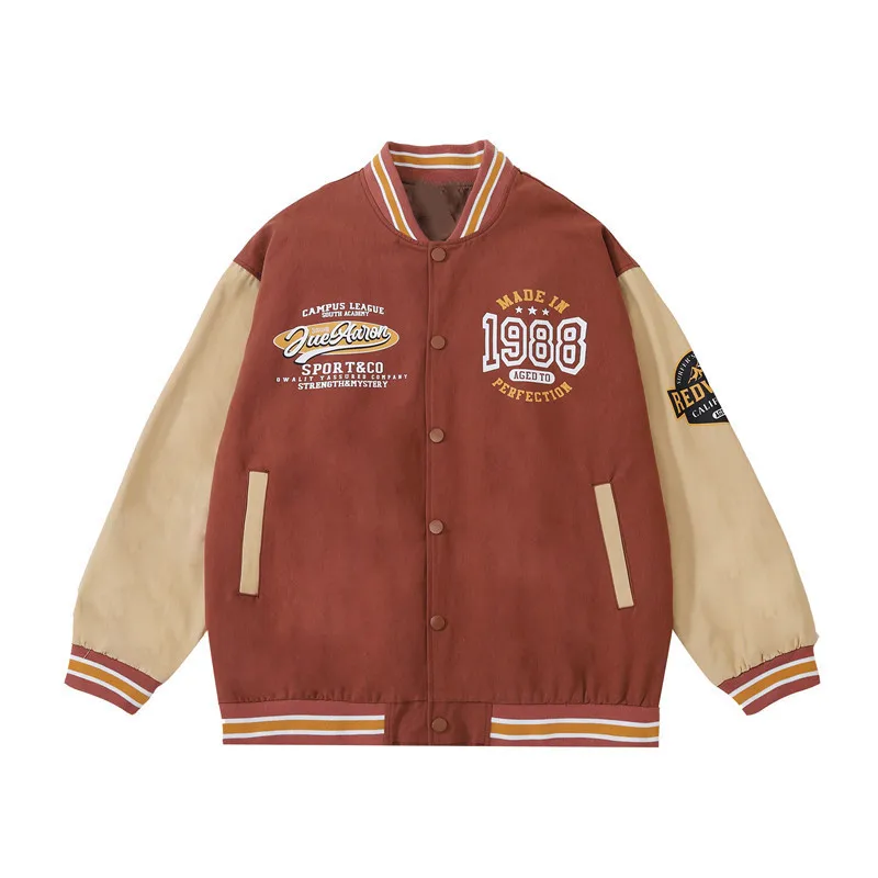 American Custom Print College Baseball Jacket Vintage Bomber Flight Letterman Varsity Jacket For Men
