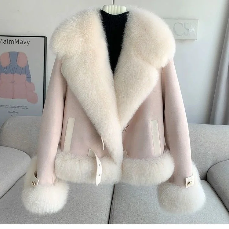 Imitation fox fur coat women short 2024 autumn and winter new warm outside to wear foreign style fur collar top