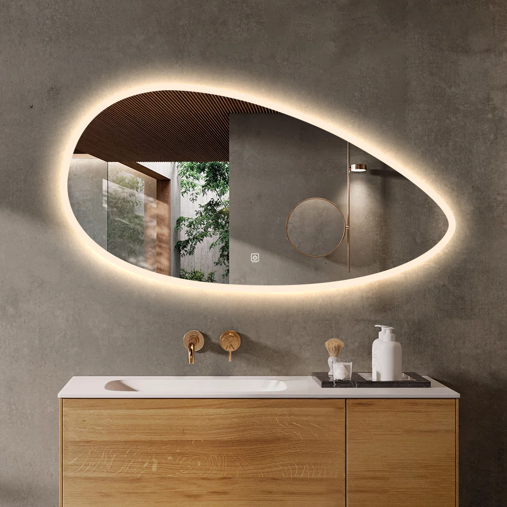 touch screen smart bathroom mirror with light LED wall bath mirrors with demister hotel makeup led mirror