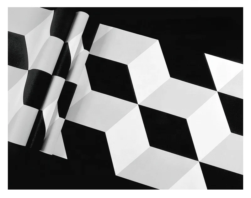 3D Black and White Plaid Background Modern Minimalist Nordic Style Geometric Gray Wallpaper