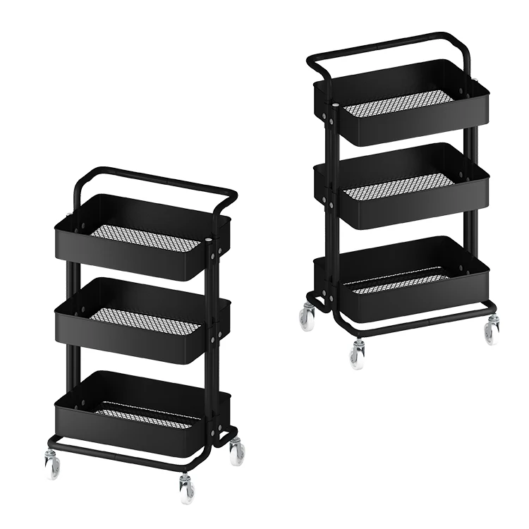 Bathroom 3 Tier Stainless Steel Shelves Trolley Utility Storage Rolling Carts