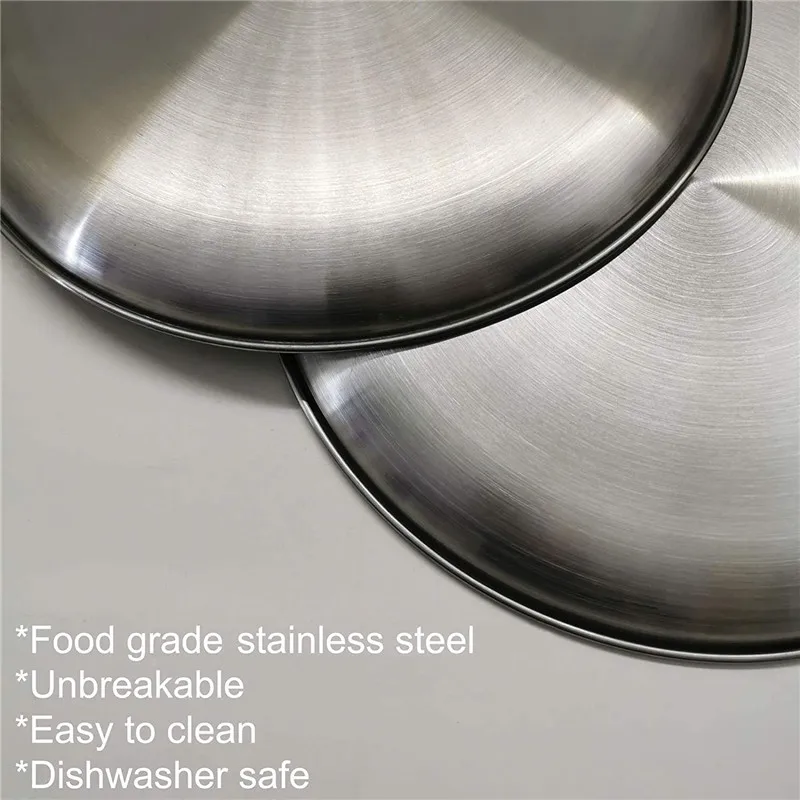  Dishwasher safety Reusable metal stainless steel dinner plates set wholesaleTableware Plates Dishes food