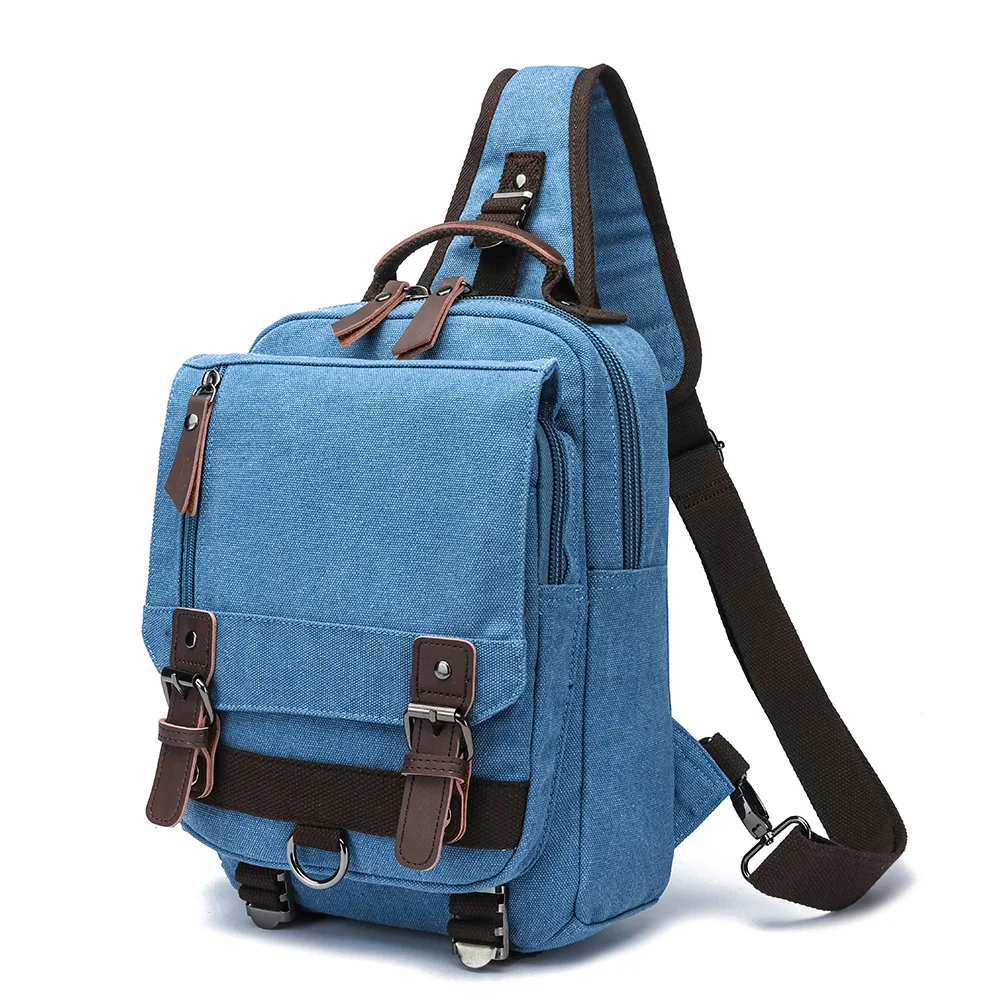 Fashion portable single strap rucksack outdoor messenger shoulder bag  Custom logo canvas Men Crossbody sling Bag