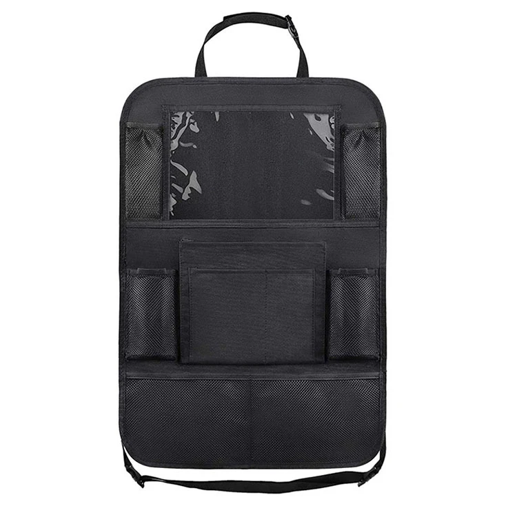 Lightweight Universal Car Backseat Headrest Organizer Bag with Touchable Tablet Holder Pocket Kids Storage Solution