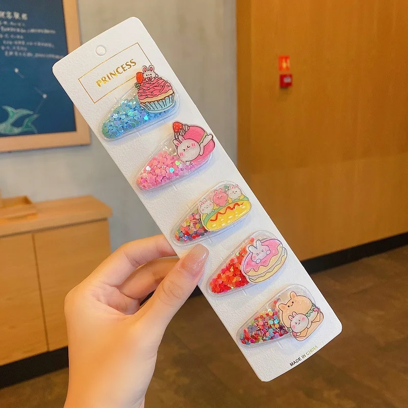 Kids cartoon animal flower bowtie shaped kids baby fashion hair accessories spring metal hair clip