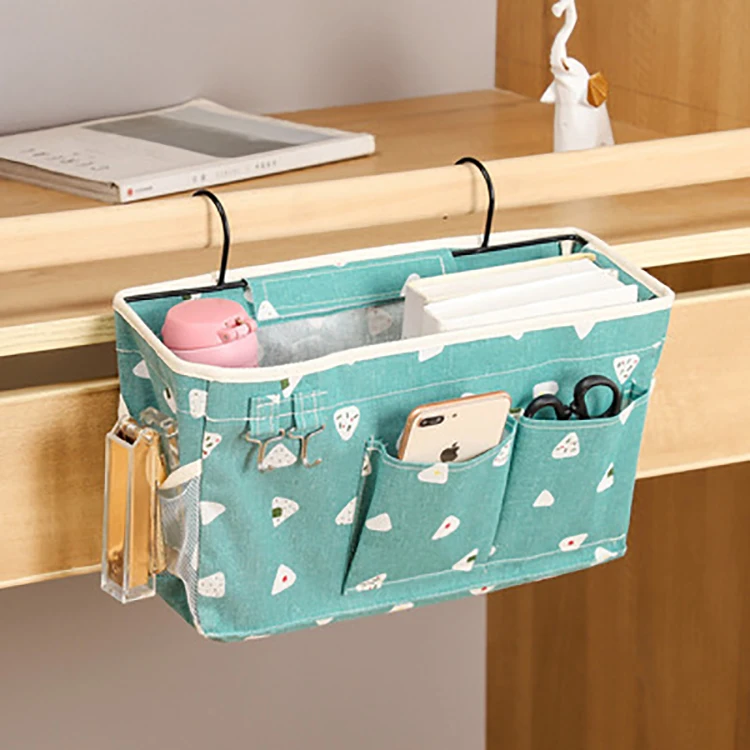 Bedside Hanging Organizer Pocket Storage Bag Wardrobe Organizer Canvas Bedroom Bathroom Magazine Bedside Hanging Storage Bag