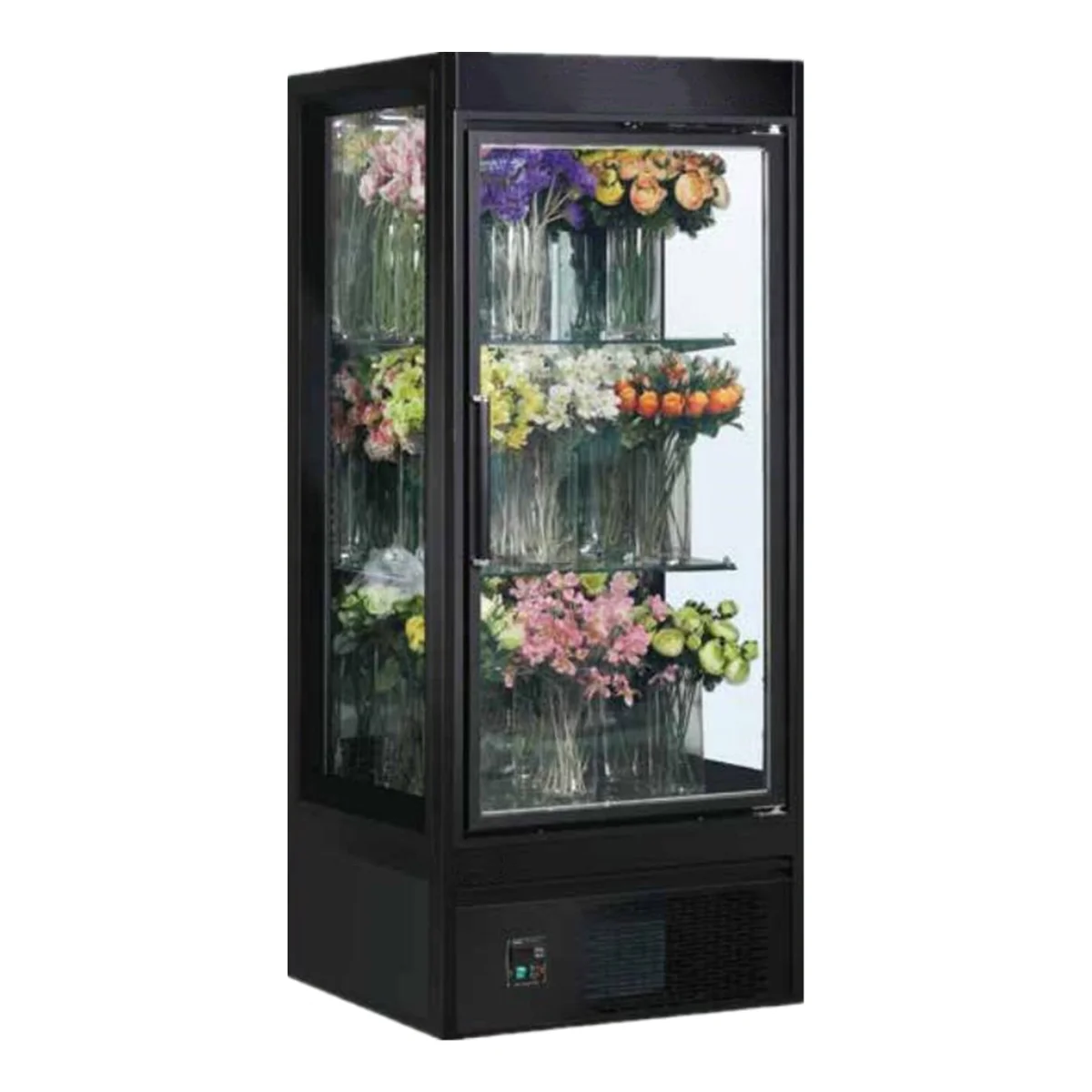 Three doors chiller fan cooling fridge 3 glass door upright display refrigerator flower chiller Display Cooler