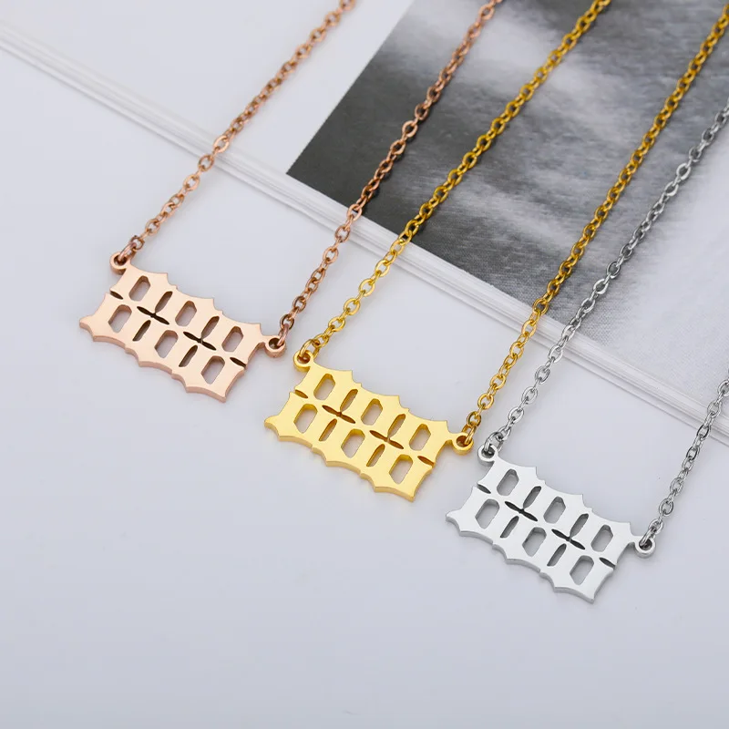 Lucky Angel Number Necklace For Women Stainless Steel Fashion Jewelry Goth Choker Personalise Number Year Letter Pendent Custom