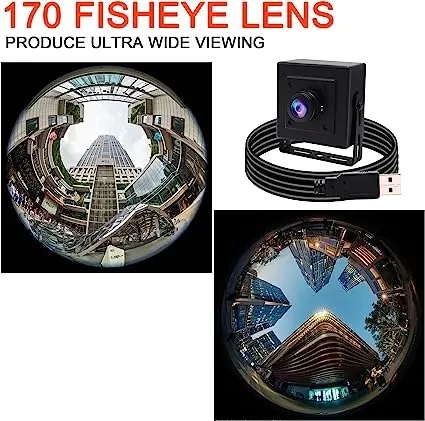 Box USB Camera Aluminum Mini Case Webcam 170 Degree Fisheye Wide Angle Lens with 640x480 Pixel VGA Webcam