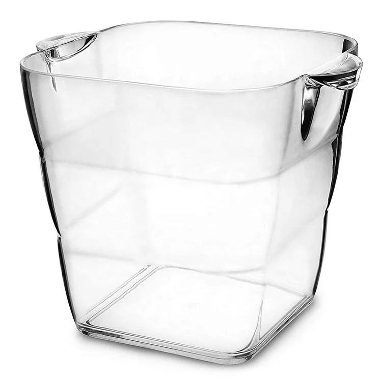 Factory Manufacture Multifunction Plastic Insulated Clear Square Ice Bucket
