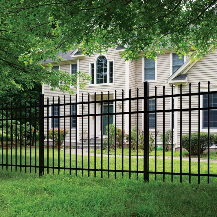 Modern decorative metal aluminium picket boundary wall fencing design outdoor spearhead top aluminum garden fence