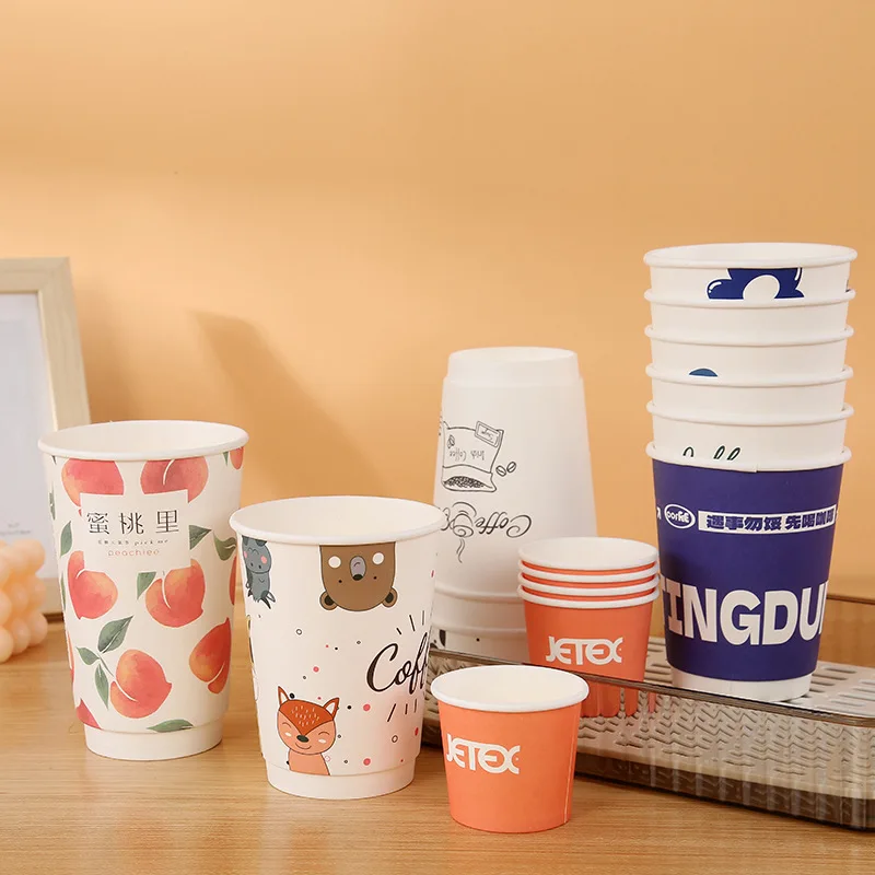 10oz 12oz 16oz  disposable  double wall coffee paper cups with or without lid