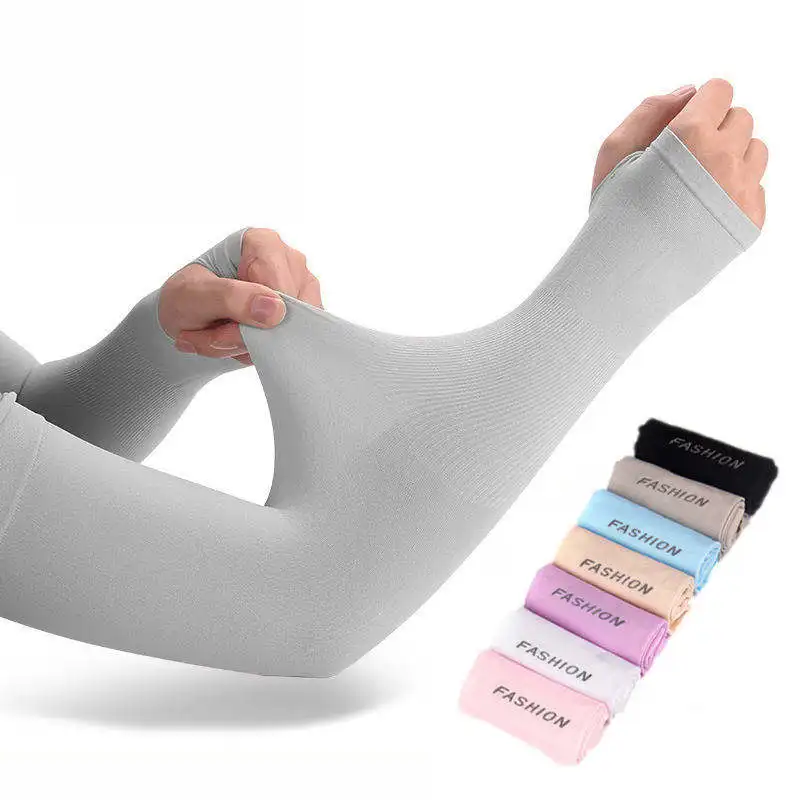 Ice Silk Sun Protection Arm Covers Unisex Elbow Cover Outdoor Cycling Running Fishing Driving Cool Anti-UV Arm Sleeves