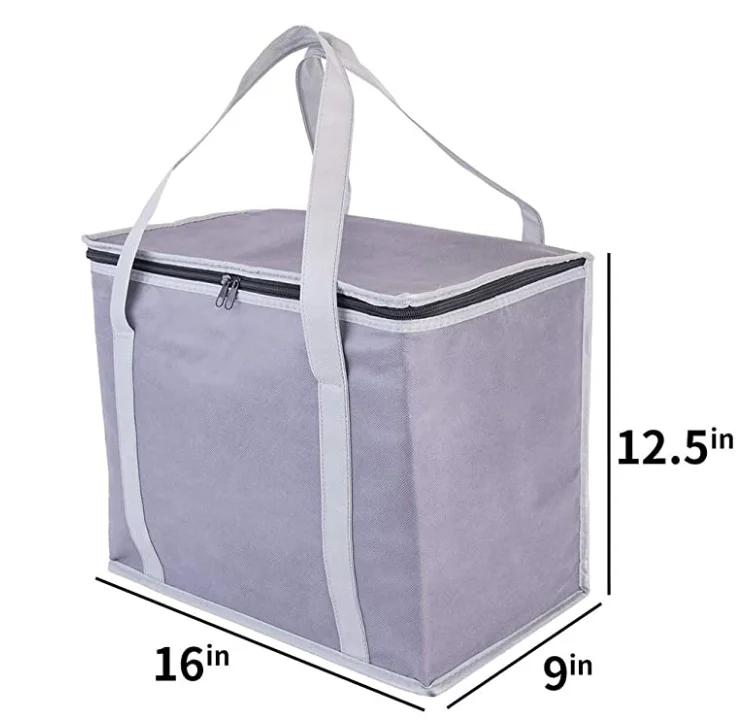 Eco-friendly Reusable non woven lunch bag/Customized logo printed folding grocery tote food delivery insulated cooler bag