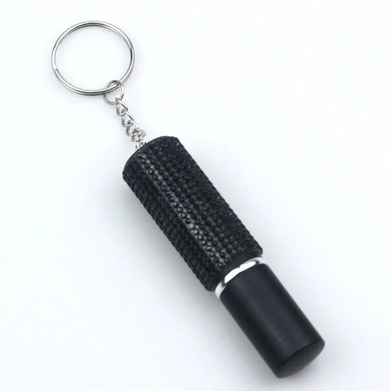 Portable Perfume keychain Diamond self defense keychain Rhinestone key chains Refillable Spray Atomizer perfume bottle keychain