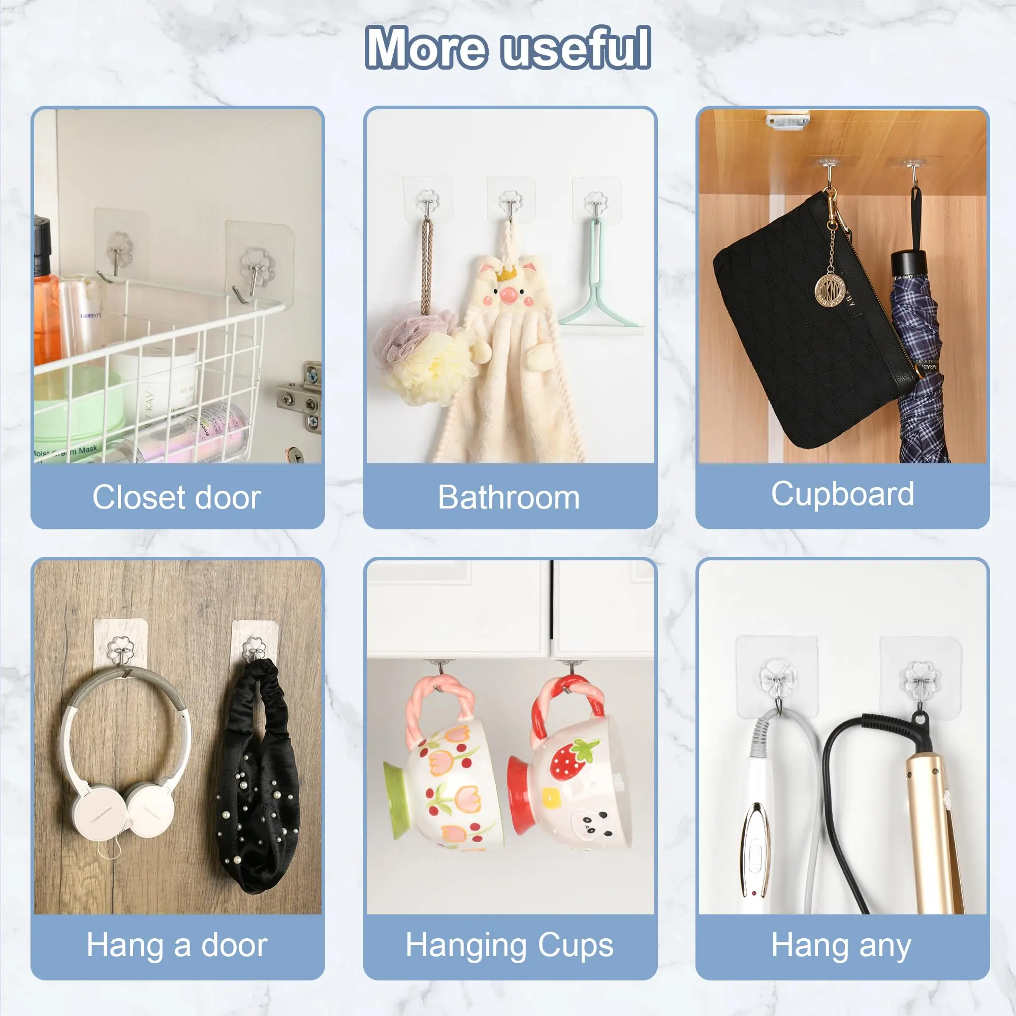 20kg Load-bearing Plastic Wall Hook For Storing Bathroom Strong Trackless Door After The Hook Transparent Suction