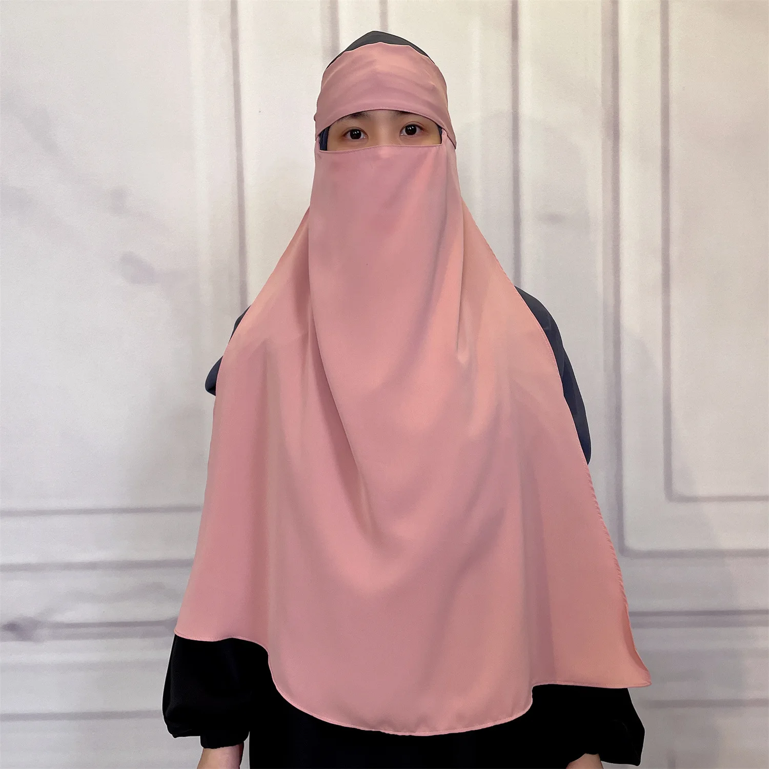 Wholesale Muslim Strap Mask Nida Face Modest Islamic Clothing Women Prayer Khimar Veil Cover Breathable muslim Prayer Hijabs