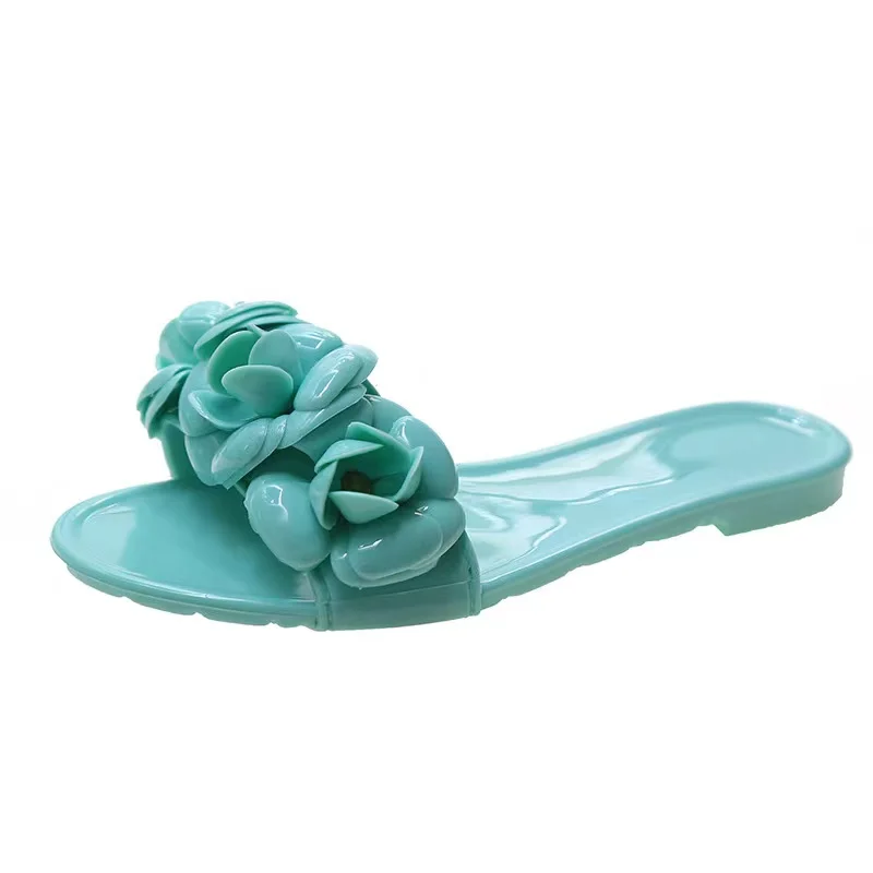 Wholesale 2022 Camellia PVC Flat Beach Shoes Flip flops Women Slippers