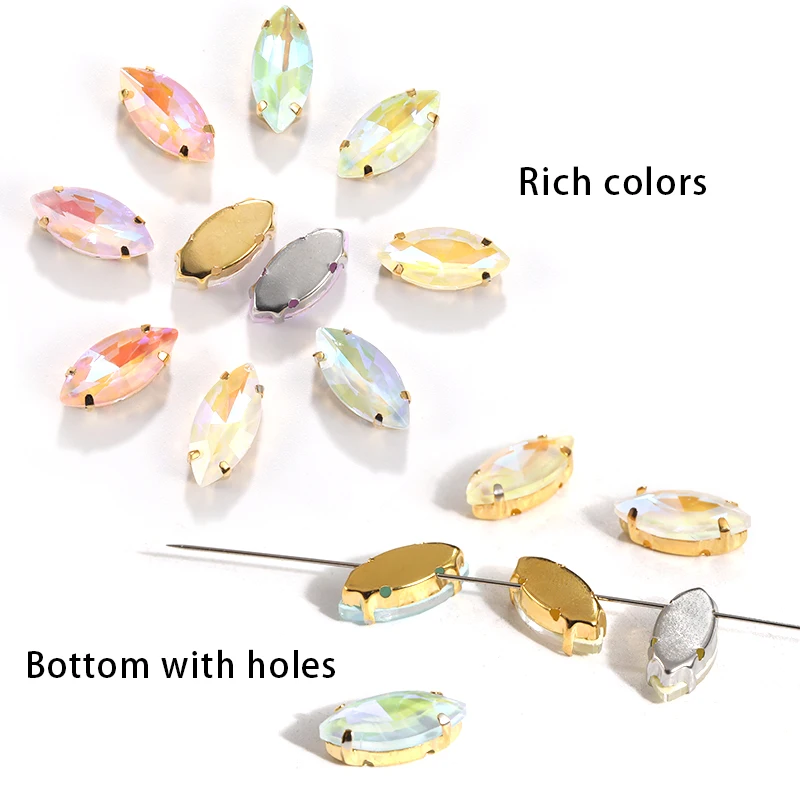 Xichuan Wholesale  Horse Eye Shape New MI Series Glass Golden Claw Crystal Rhinestones for Garment Accessories