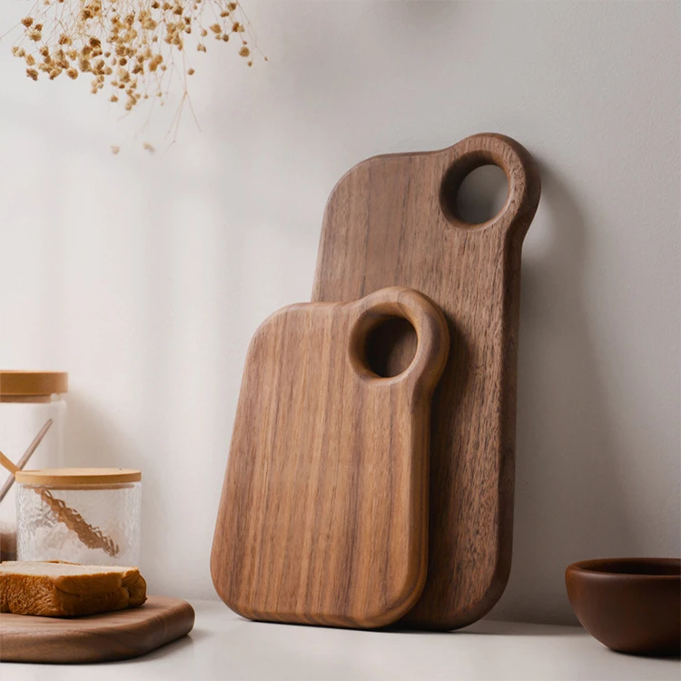 Natural Black walnut with Wooden Handle Chopping Board For Cheese and Bread fruit Cutting Kitchen use With Hanger Hole
