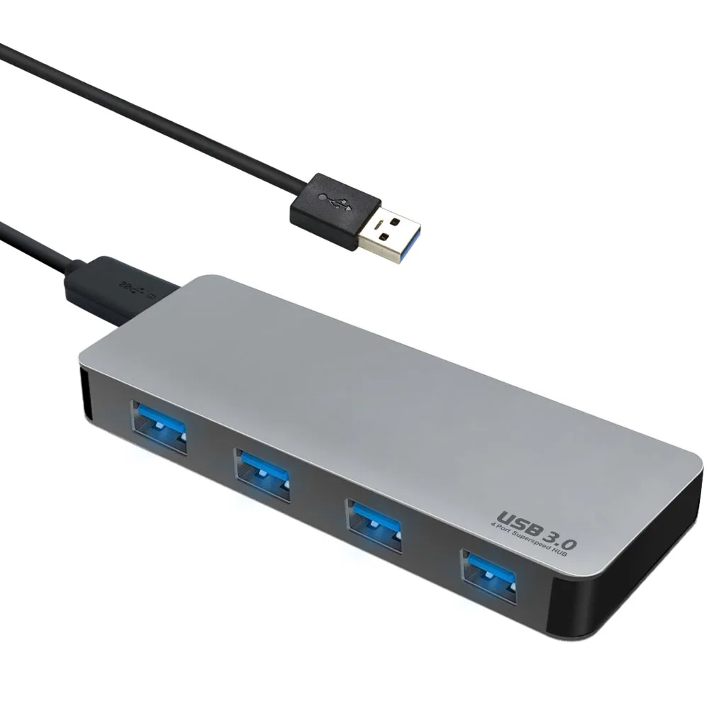 Ультратонкий портативный 4 usb-порта 3,0 usb-концентратор с входом постоянного тока, флэш-накопитель для клавиатуры, мыши и телефона, usb-разветвитель для зарядки и передачи данных