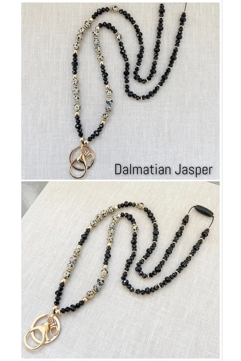 Gemstone Beads Mala Breakaway Beaded Teacher Lanyard