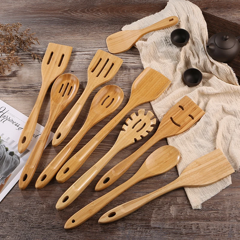 Wholesale Eco Friendly Essentials Wood Spatula Spoon Nonstick Kitchen Utensil Wooden Spoons for Cooking
