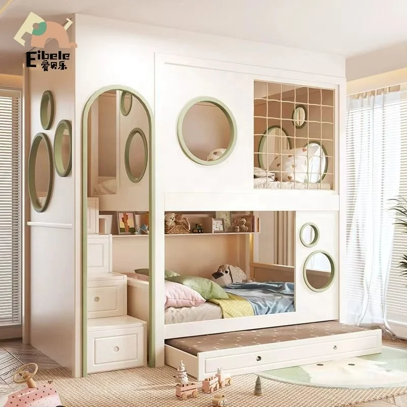 Bedroom Furniture Children Bed Wood Storage Bunk Beds With Stair Cabinet and Slide for Kids Solid Wood Bedroom Sets Loft Bed