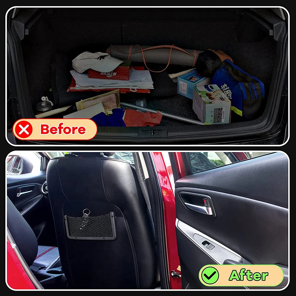 ABS Plastic Frame Car Storage Net Bag Phone Car Mesh Net Holder RV Storage Boat Cargo Pocket Organizer Framed Pocket with Screws