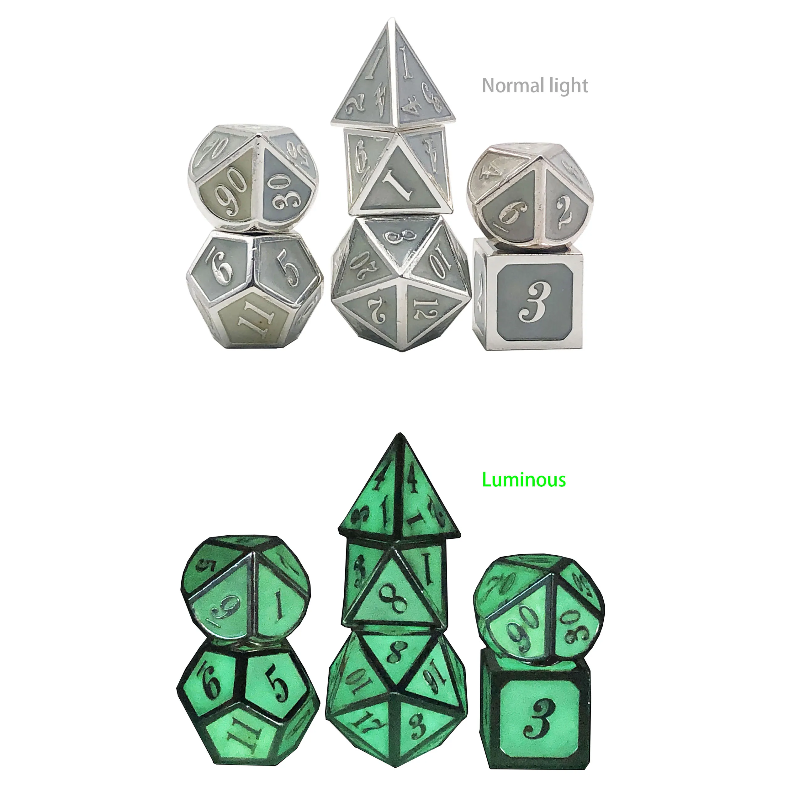 
Board Games Metal New Scales Custom Dice Set Dnd Dungeons Dragons Glowing Metal Dice 