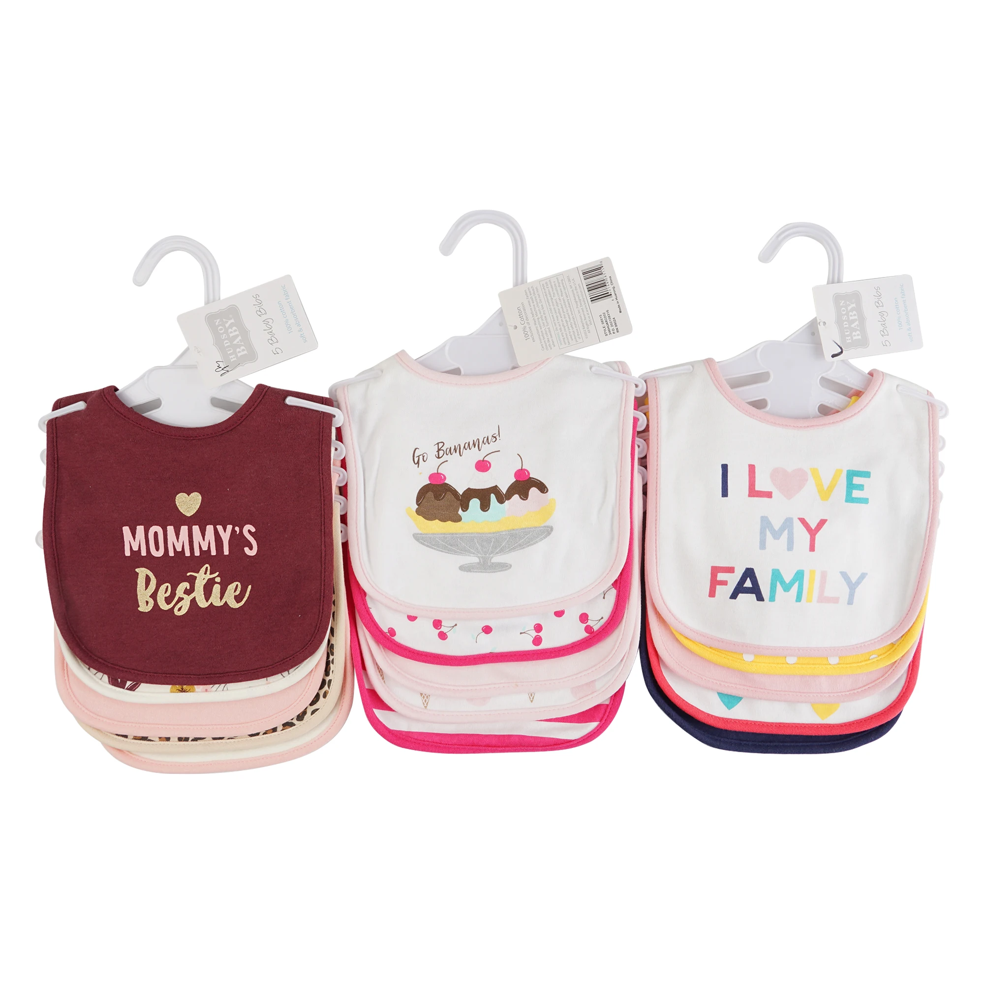 factory wholesale new style 100% Cotton Bibs  organic cotton interlock girl bibs set