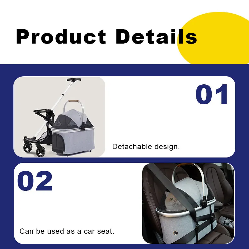 Factory Separable Expanded Pet Dog Cat Trolley Carrier Large Pet Strollers Durable Mesh Travel Carrier For Pets Dogs Cats