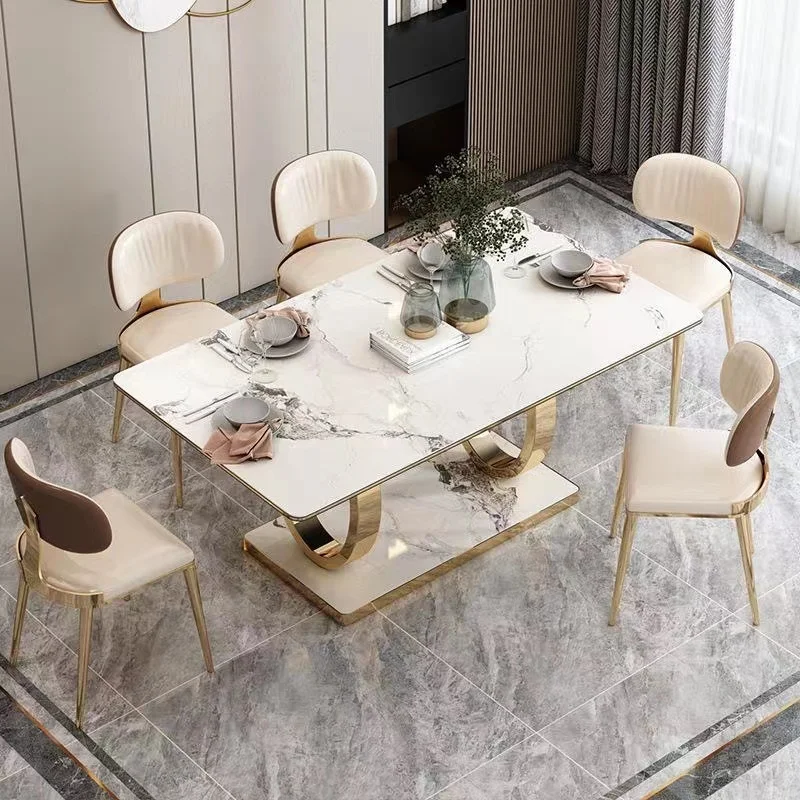 Nordic high quality restaurant furniture dining room 6 seater dining table set for home