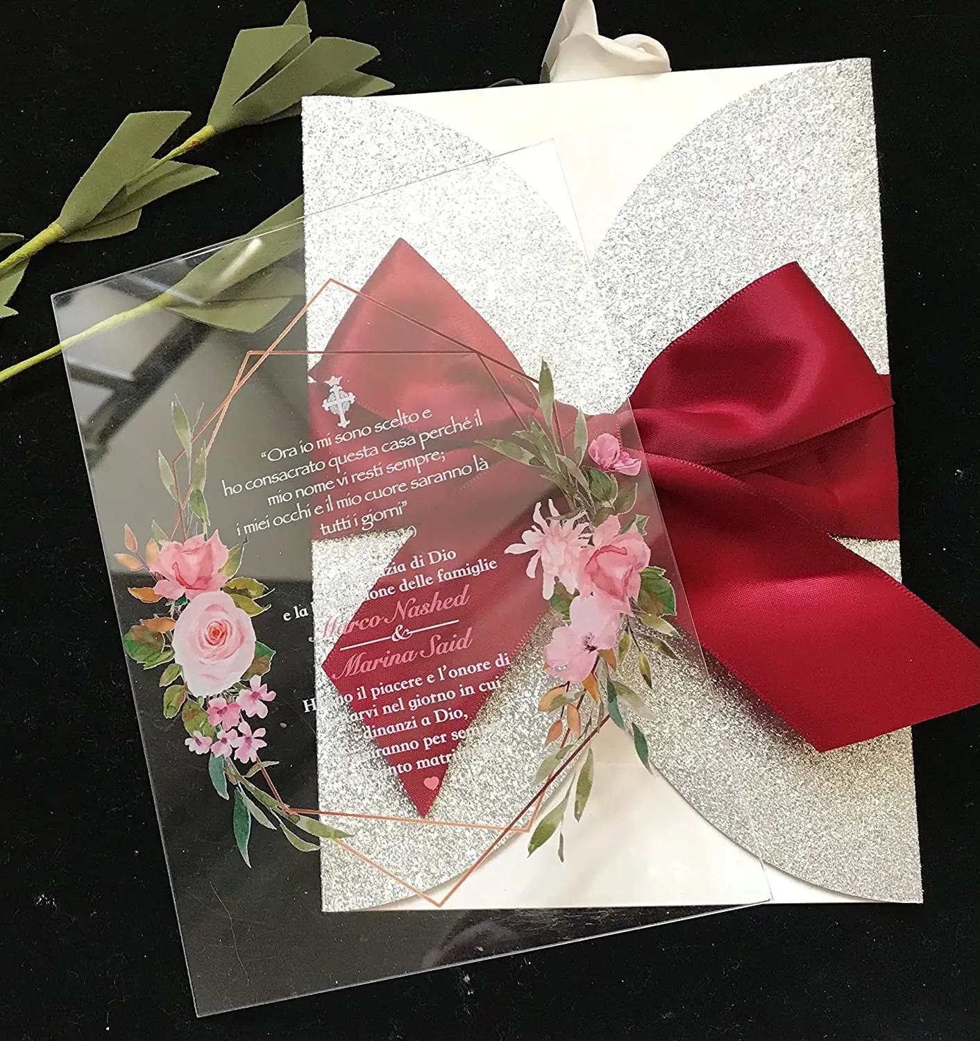 Custom Vintage Acrylic Wedding Invitations Birthday Invitation Cards Menu Cards with Envelopes