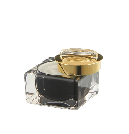 High Grade Cosmetic Packaging 15g 30g 50g Black Square Acrylic Plastic Cream Container Jar