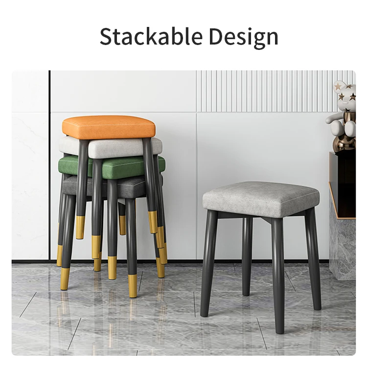 Home Furniture Luxury Fabric Orange Tufted Stools Chairs And Pedals