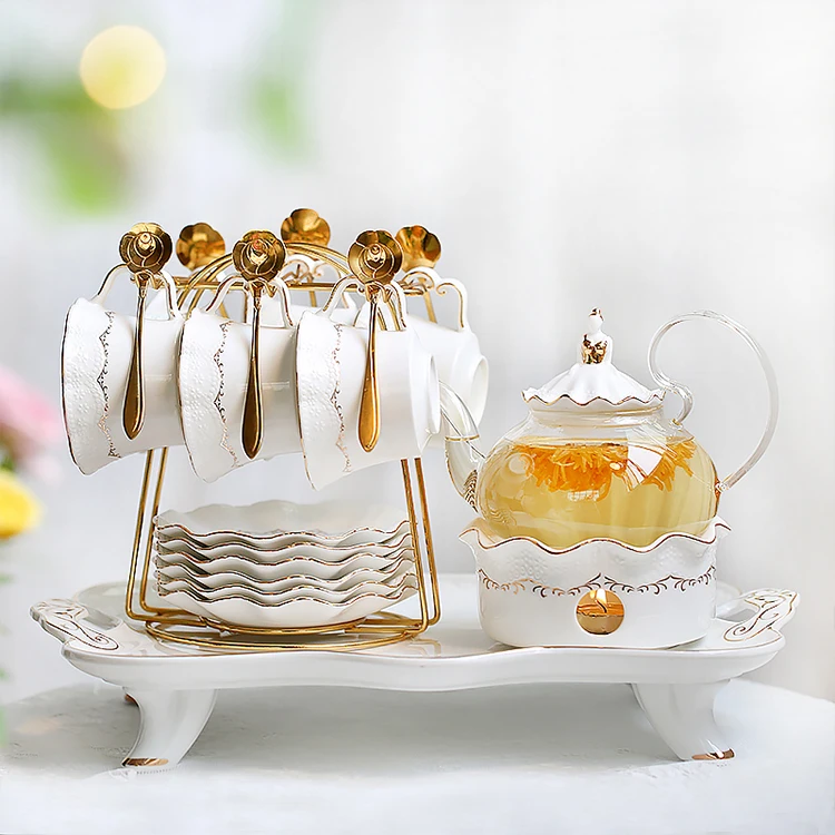 Luxury High Quality Nordic British Style Ceramics Water Pot With Sauce Soup Set Tea Coffee Cup Jug Set