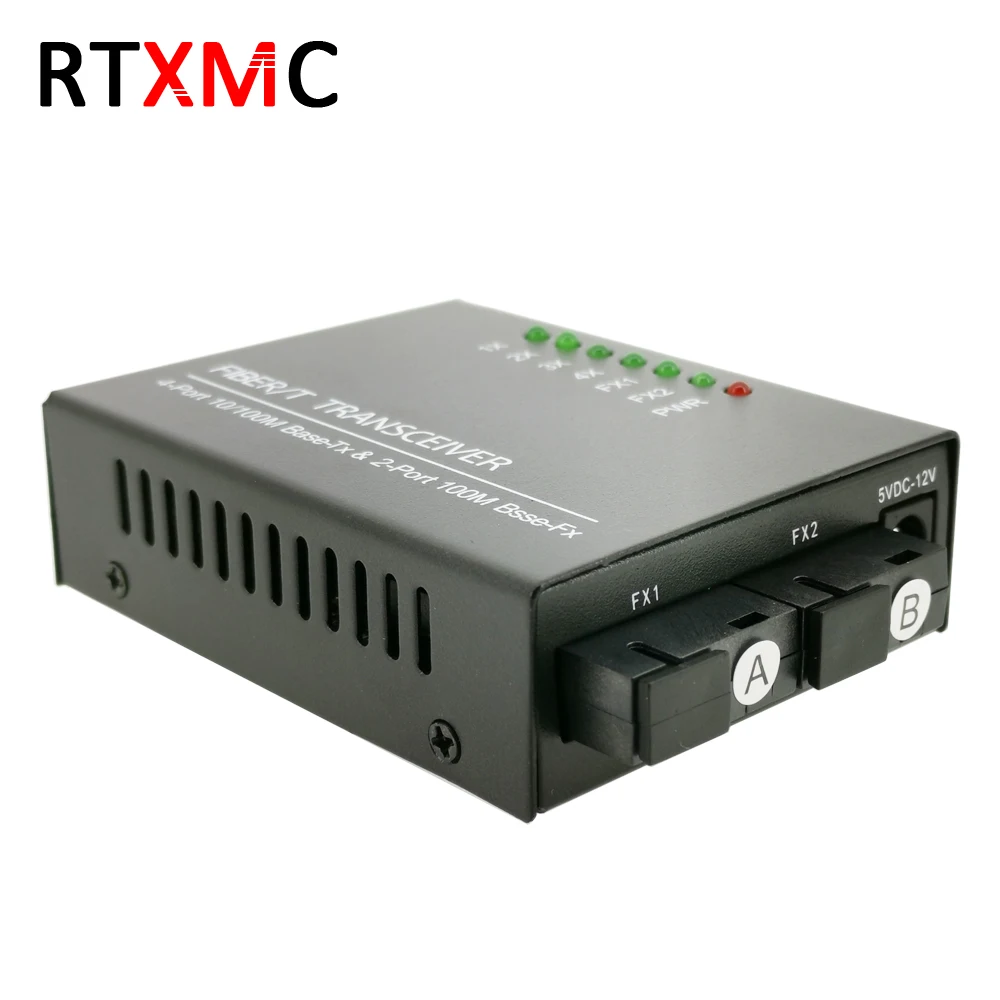 RTXMC 10/100m 2f4e Fast Fiber Switch 2 Optical Port 4 Rj45 Port Reverse POE Network Switch fiber optical media converter
