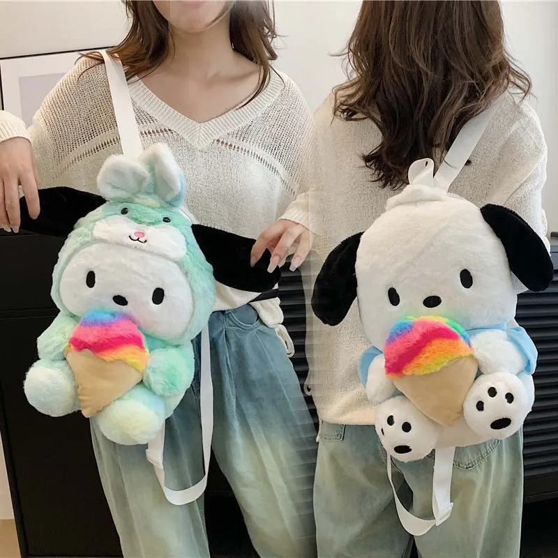 Cartoon Plush Pacha Backpack Kouromi Melody Baby Plush Schoolbag Pochacco Stuffed Backpacks Bags