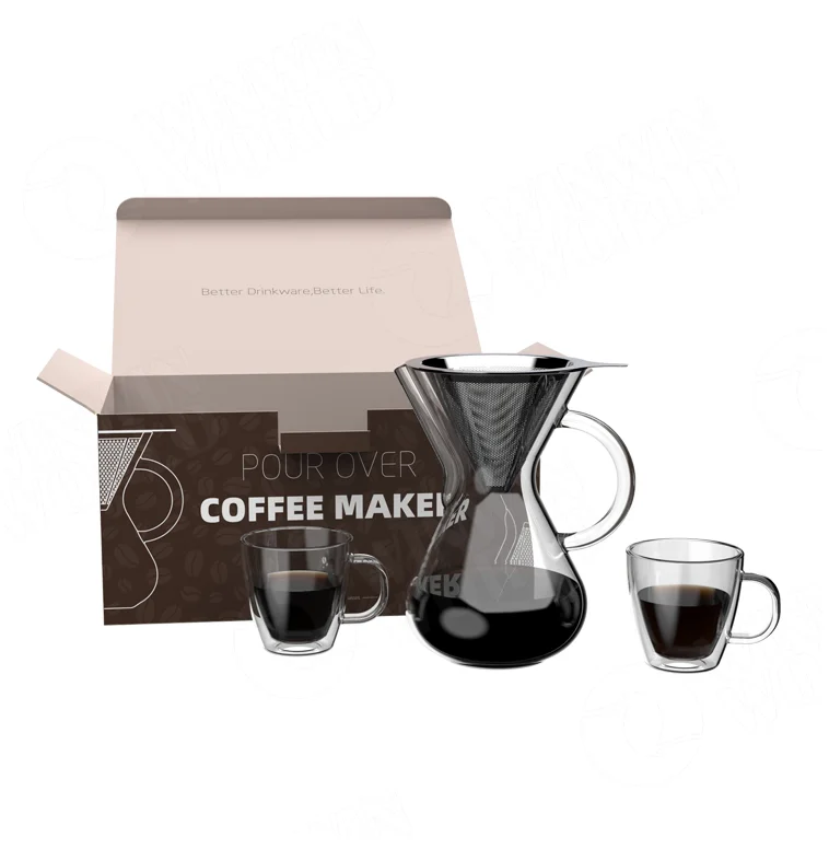 Pour Over Coffee Maker with Reusable Stainless Steel Filter Dripping Coffee Maker With Two Cups