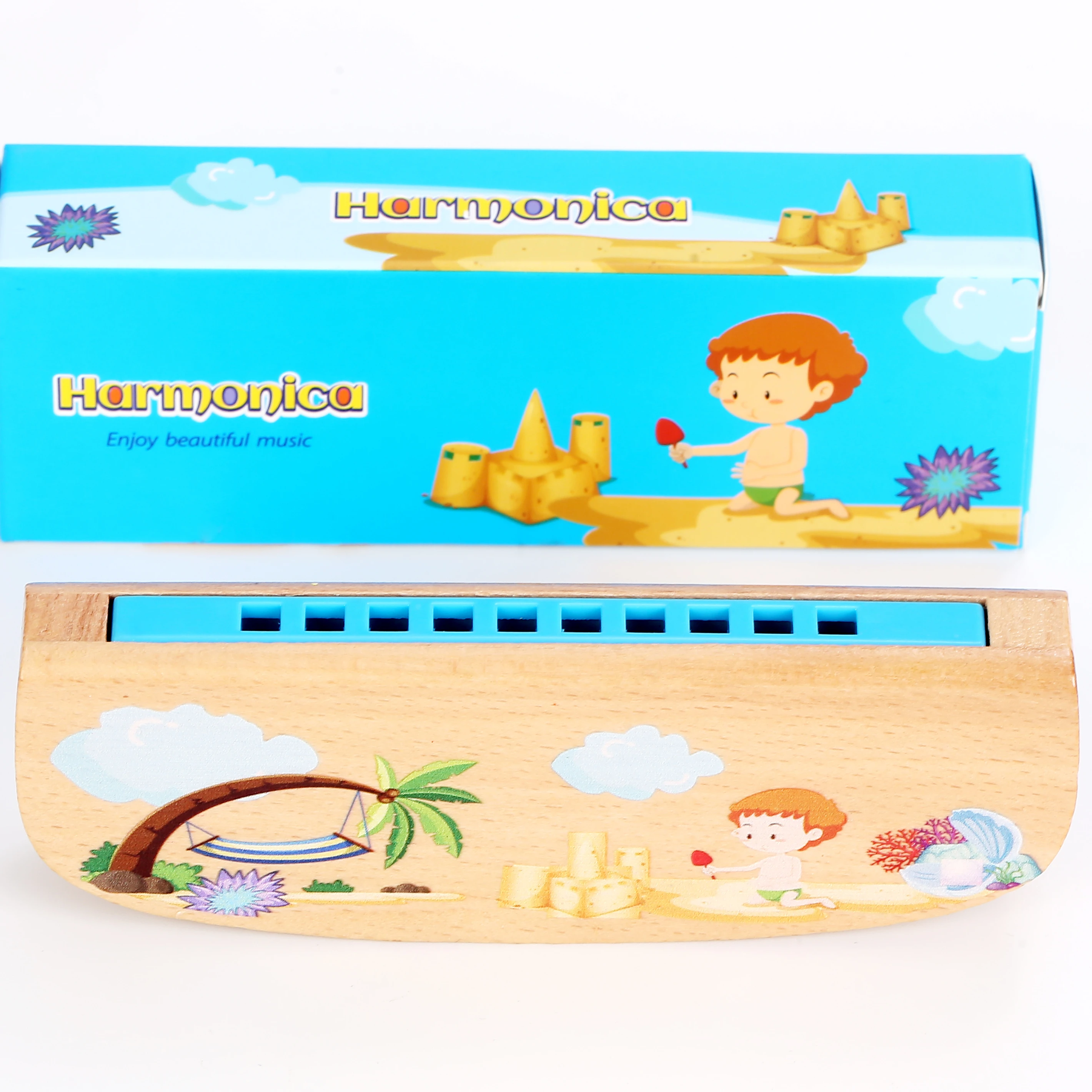 EASTTOP BEE 10hole wood toy harmonica children musical instrument