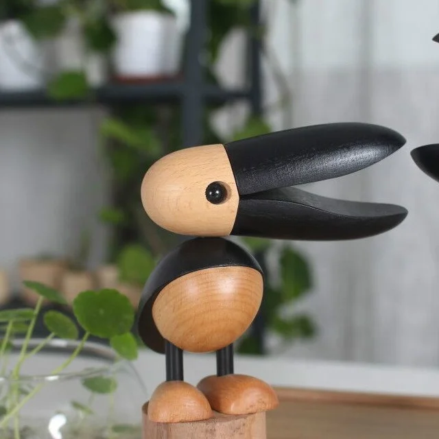
European art deco style droll bird animal figures bird wood crafts wooden for desktop 
