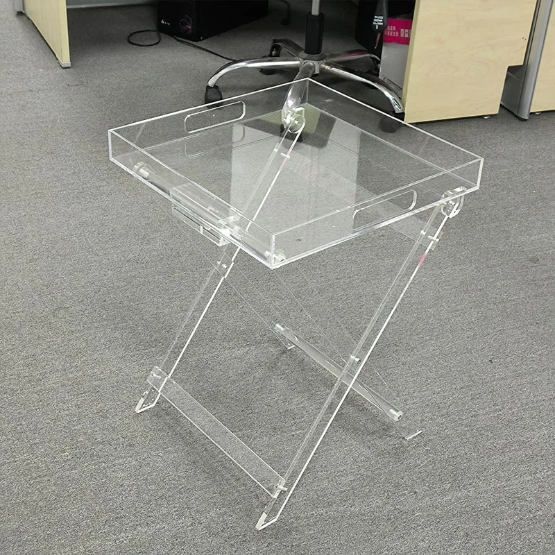 Furniture Transparent Acrylic Tables / Modern Acrylic Side End Table / Clear Acrylic Folding Snack Tray Table