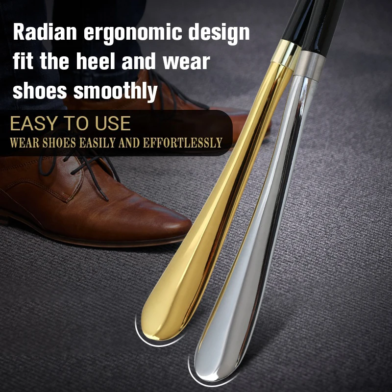 Factory Wholesale Custom LOGO Lazy Shoe Helper Long Luxury Handle Metal Shoe Horn