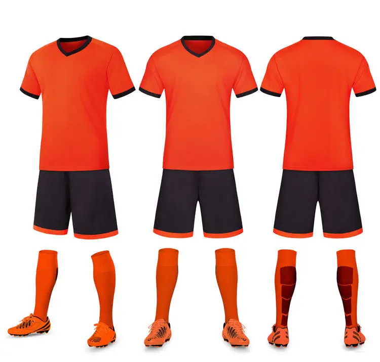 Custom World Cup Hot Club Logo Plain Football Jersey And Pants 100% Polyester Training Soccer Uniform
