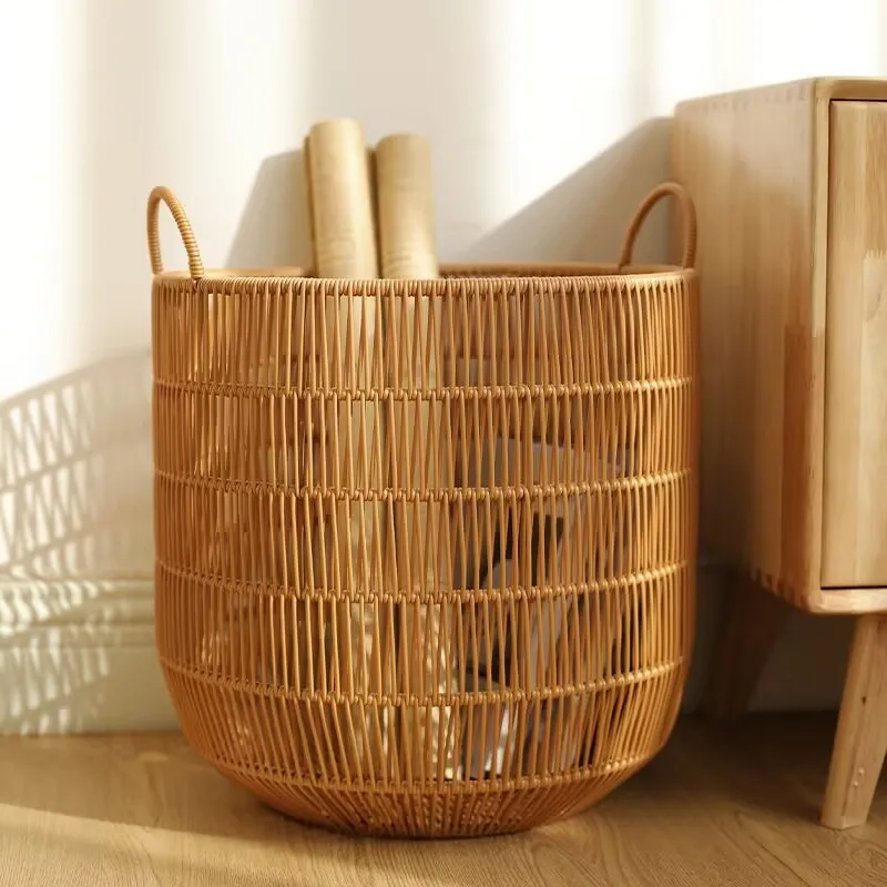 Rattan waterproof laundry basket Laundry storage basket Bedroom bathroom laundry basket