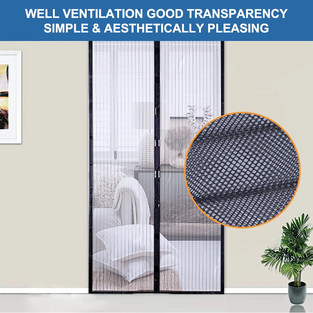 Magnetic Screen Door Curtain Anti-Mosquito Net Fly Insect Screen Mesh Automatic Closing Door Screen Magic  Magnetic Door Curtain