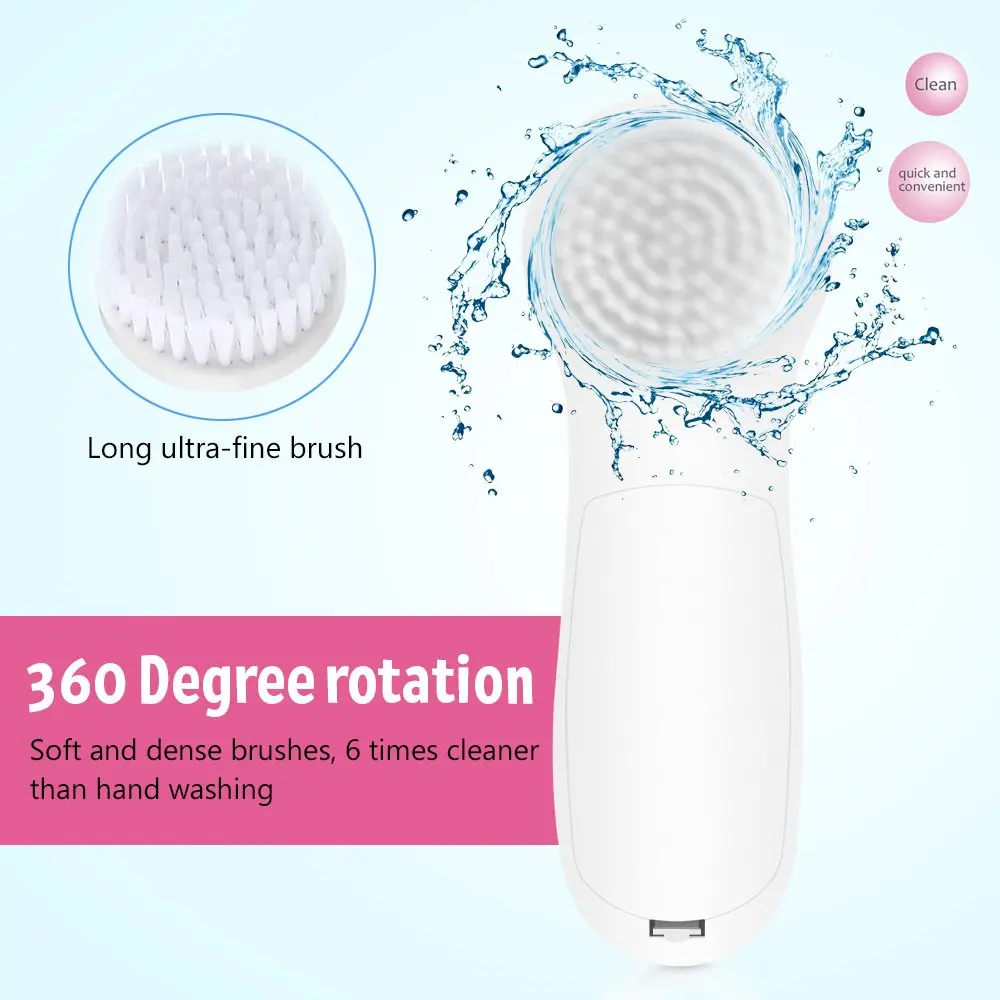 Vibrating Face Cleaner 5 in 1 Deep Pore Rotating  Massage Facial Cleansing Brush