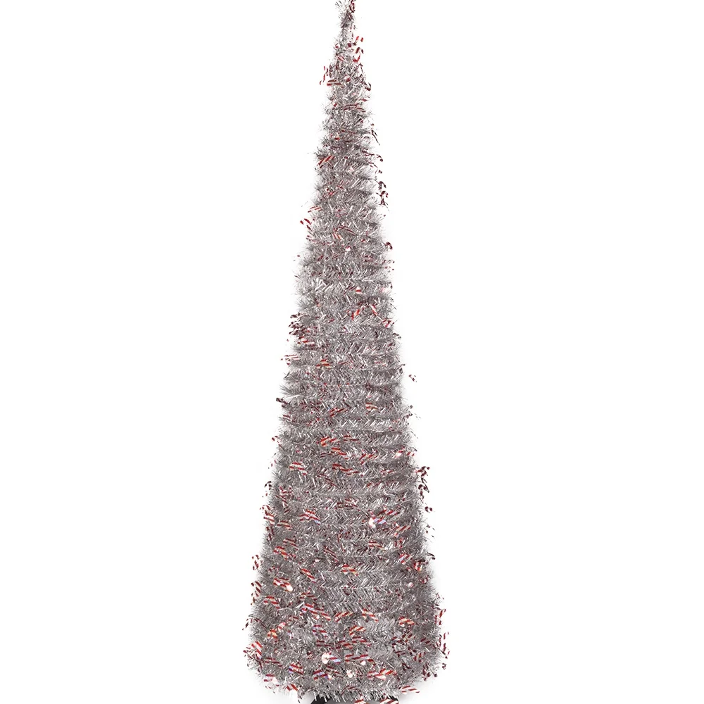 1.8M 6FT White Color Snowflakes Christmas Tree Assembly POP-UP Collapsible Artificial Tinsel for Home Store Xmas Tree Decoration