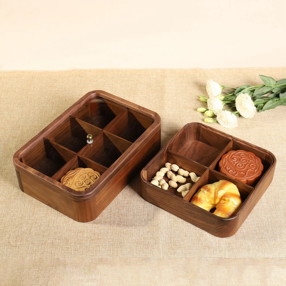 Прозрачный отсек для крышки праздничный лоток конфет орехов печенья деревянная коробка сушеных фруктов хранения закусок